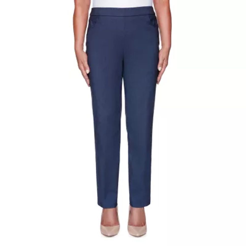 Alfred Dunner Classics Womens Slim Mid Rise Fit Pull-On Pant