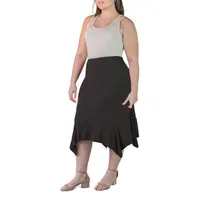24seven Comfort Apparel Womens Mid Rise Midi A-Line Skirt-Plus