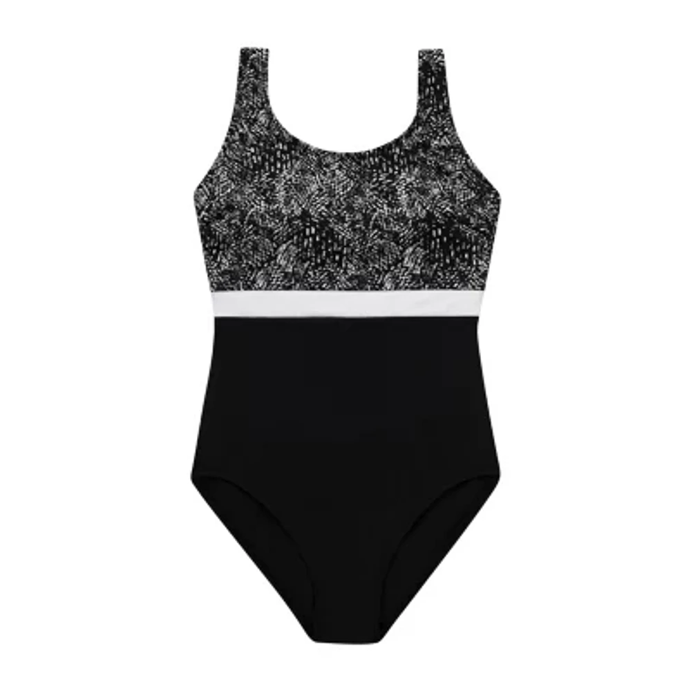 Dolfin Womens Easy-on + Easy-off Striped One Piece Swimsuit