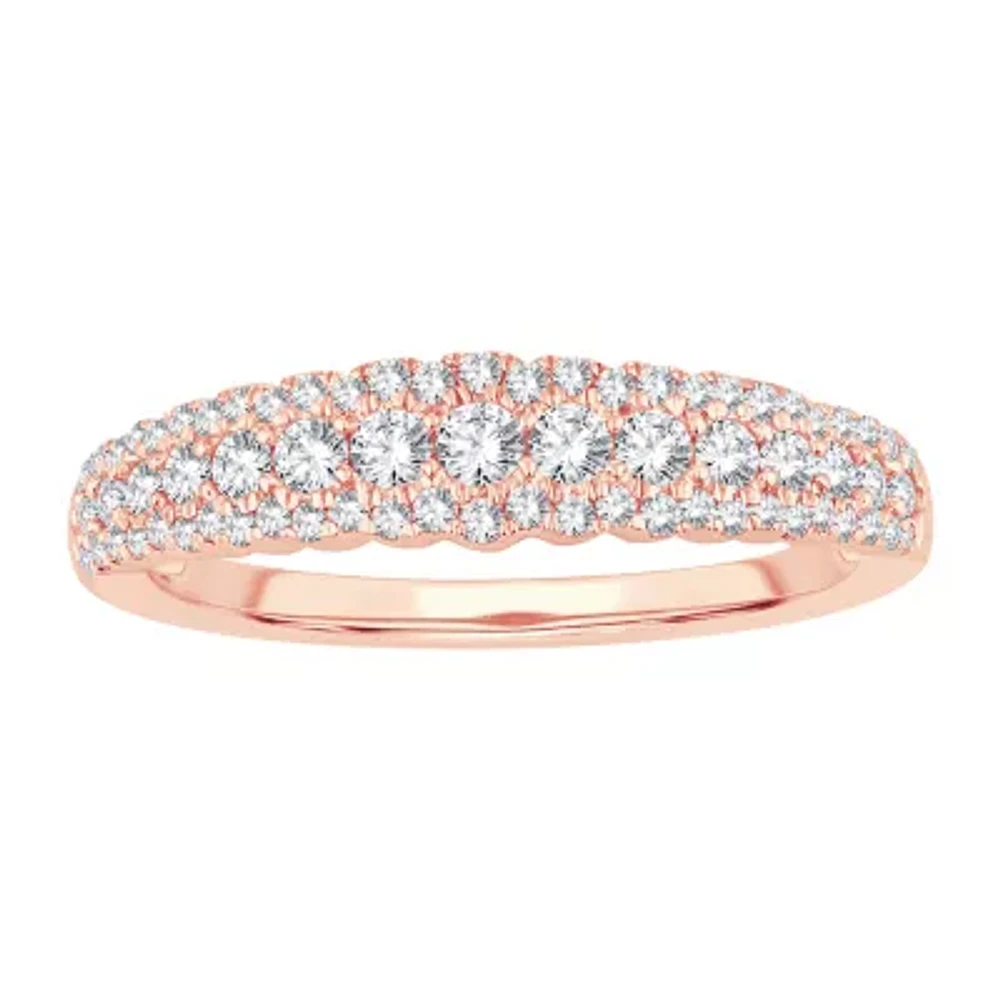 Womens CT. T.W. Natural White Diamond 10K Rose Gold Anniversary Wedding Band