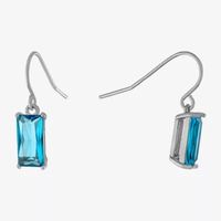 Silver Treasures Womens Cubic Zirconia Sterling Rectangular Drop Earrings