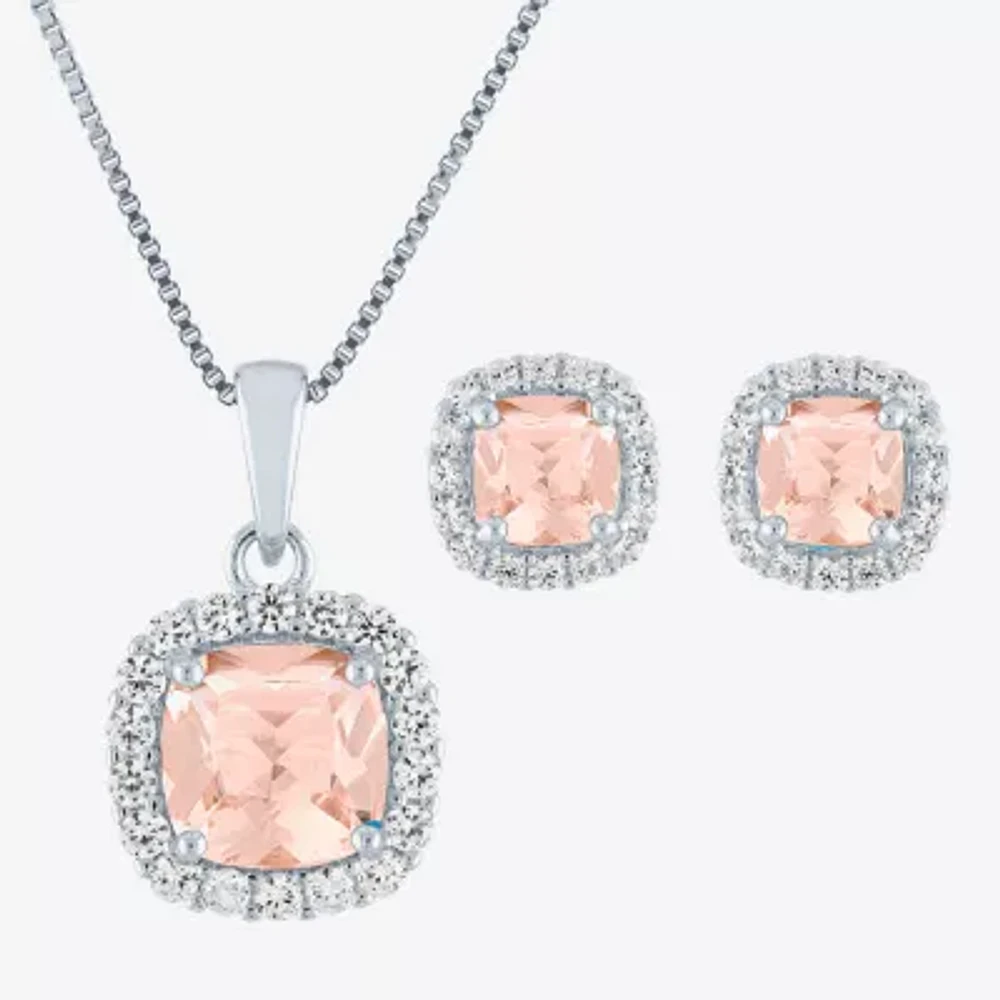 Womens Simulated Pink Morganite Sterling Silver 2-pc. Jewelry Set