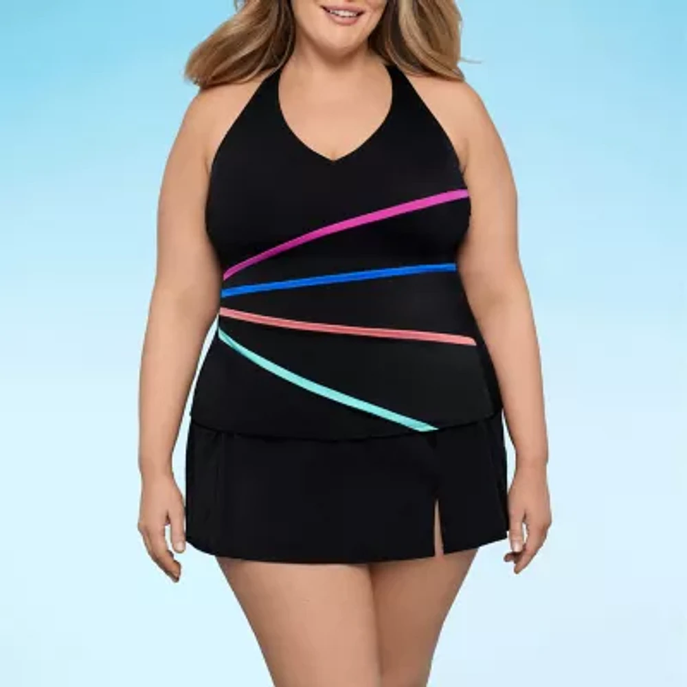 Sonnet Shores Striped Tankini Swimsuit Top Plus