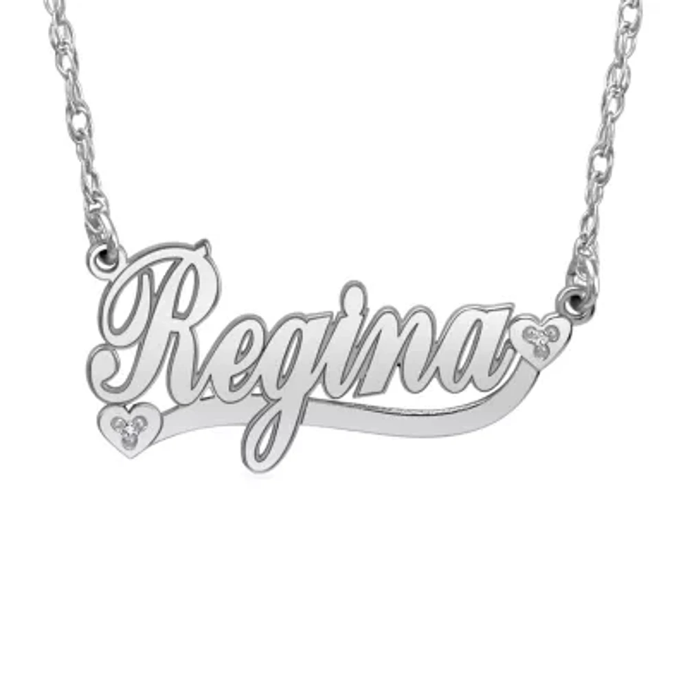 Personalized Womens Diamond Accent Natural White 10K Gold 18 Inch Pendant Necklace