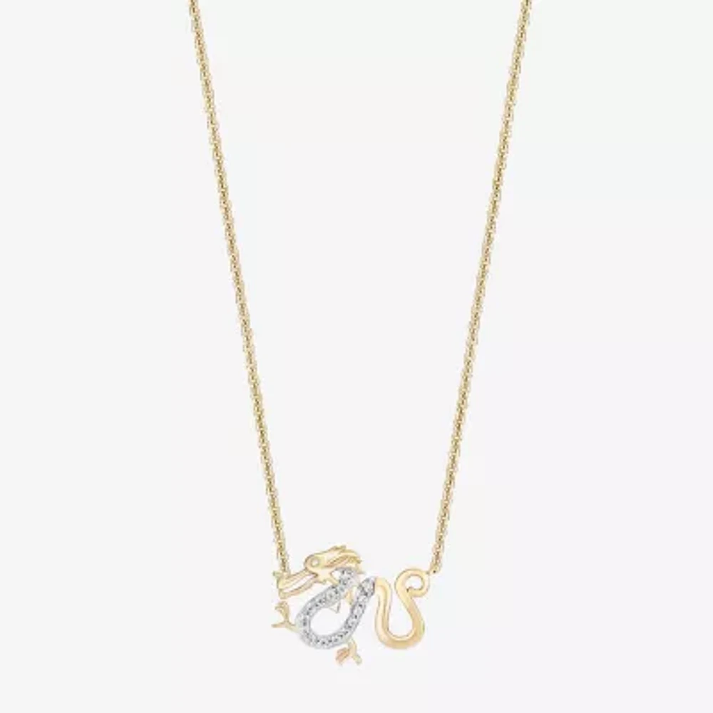 Enchanted Disney Fine Jewelry Womens Diamond Accent Natural White Diamond 14K Gold Over Silver 17 Inch Pendant Necklace