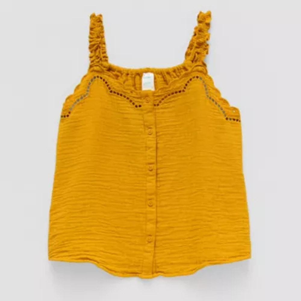Thereabouts Little & Big Kid Girls Square Neck Embroidered Sleeveless Tank Top