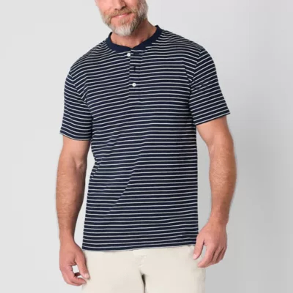 St. John's Bay Henley Mens Short Sleeve Classic Fit Shirt