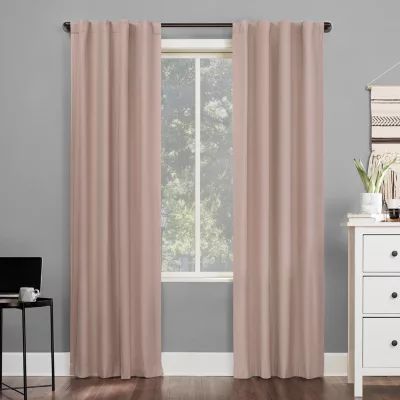 Sun Zero Cyrus Thermal Rod Pocket Back Tab Energy Saving 100% Blackout Single Curtain Panel