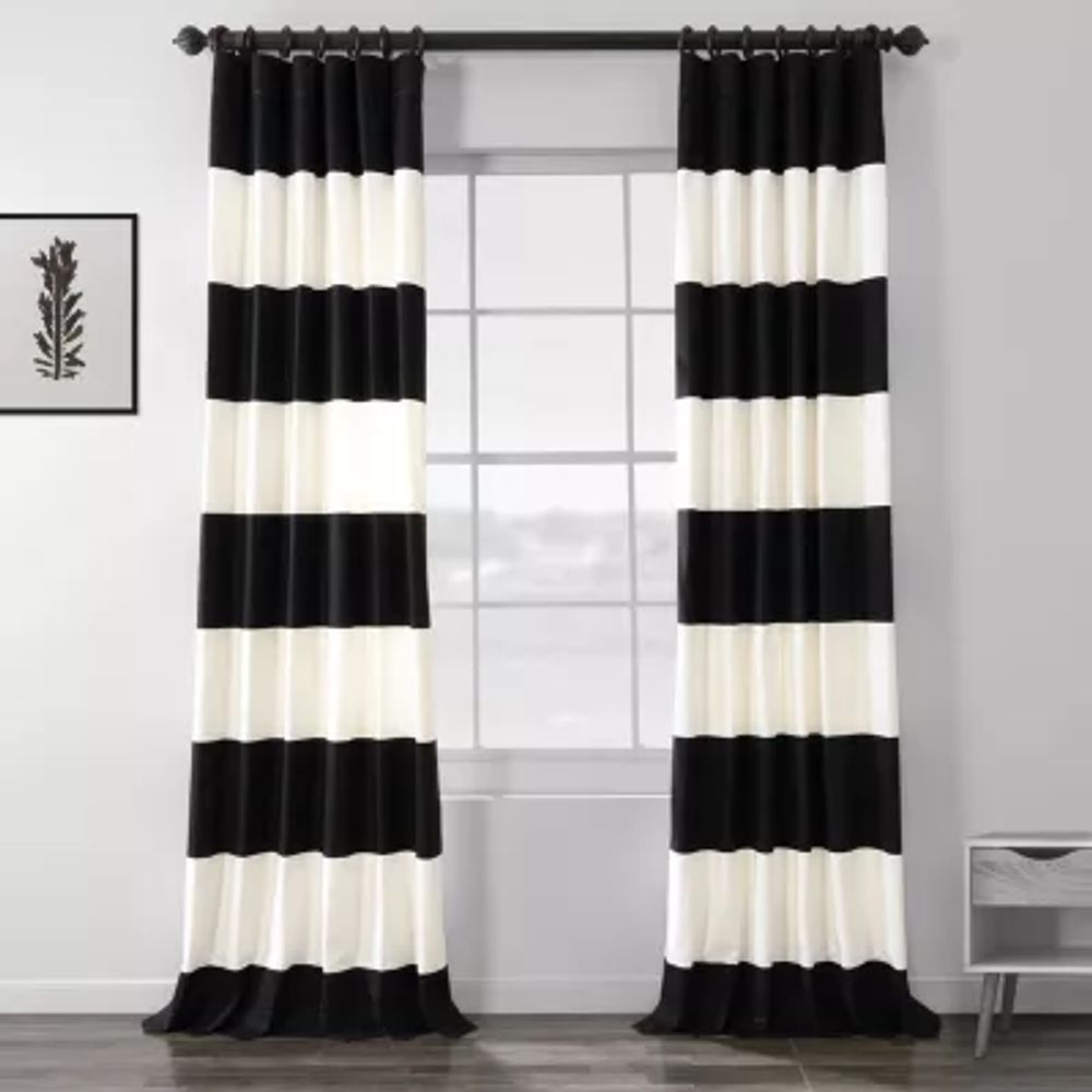 Exclusive Fabrics & Furnishing Horizontal Stripe 100% Cotton Rod Pocket Back Tab Energy Saving Light-Filtering Single Curtain Panel
