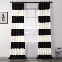 Exclusive Fabrics & Furnishing Horizontal Stripe 100% Cotton Rod Pocket Back Tab Energy Saving Light-Filtering Single Curtain Panel