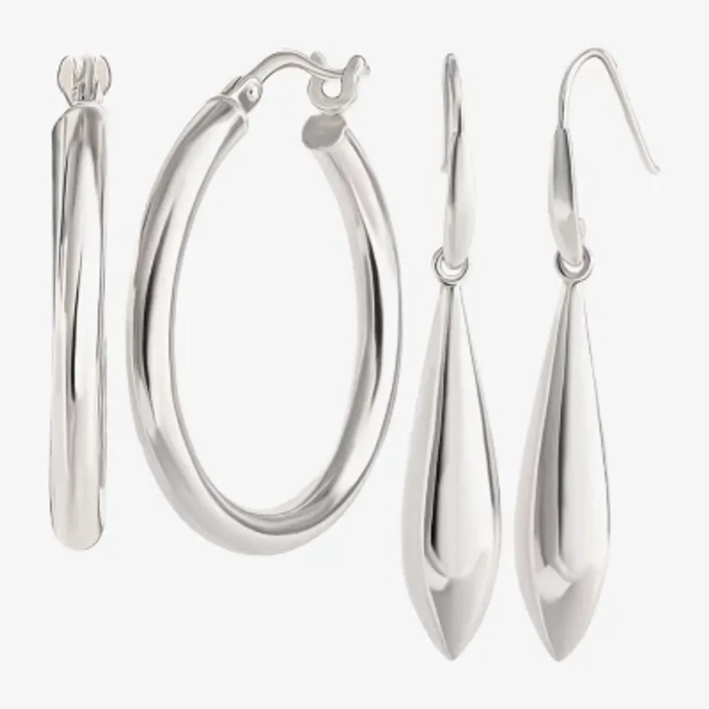 Womens Sterling Silver Earring Set