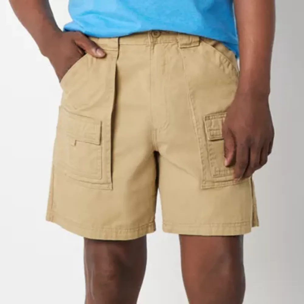 St. John's Bay Hiking Mens 7" Mid Rise Stretch Fabric Cargo Short