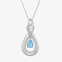 Womens Lab Created Opal Sterling Silver 18 Inch Pendant Necklace