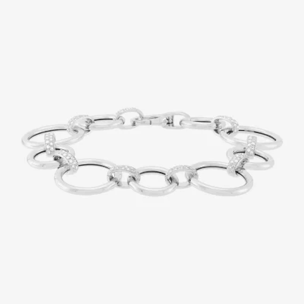 Womens Sterling Silver 7.5 Inch Hollow Link Chain Bracelet