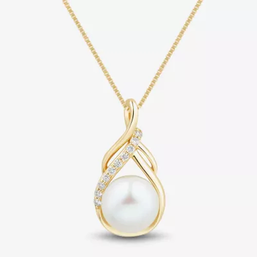 Womens White Cultured Freshwater Pearl 14K Gold Over Silver Sterling Silver 18 Inch Pendant Necklace
