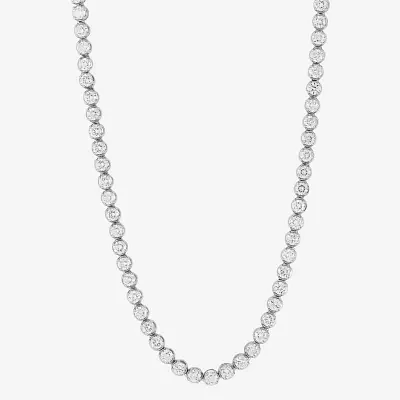 (I1/H-I) Womens White Diamond 10K Gold 18 Inch Tennis Necklace