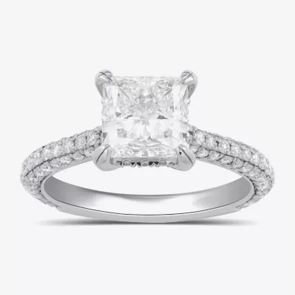 Signature By Modern Bride (F / Si1) Womens 2 3/4 CT. T.W. Lab Grown White Diamond 14K Gold Side Stone Engagement Ring