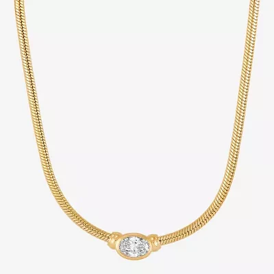 (H-I Womens 1/2 CT. T.W. Lab Grown White Diamond 14K Gold Over Silver Sterling Silver Oval 16 Inch Pendant Necklace