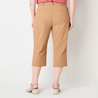 Liz Claiborne Womens Stretch Fabric Straight Mid Rise Classic Fit Plus Capri Pant