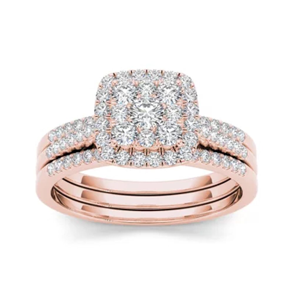 1/2 CT.T.W. Natural Diamond 10K Rose Gold Bridal Set