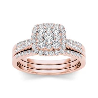 1/2 CT.T.W. Natural Diamond 10K Rose Gold Bridal Set