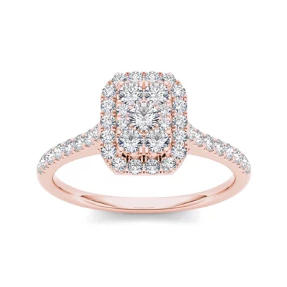 3/4 CT.T.W. Natural Diamond 10K Rose Gold Square-Shaped Engagement Ring