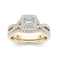 1 CT.T.W. Natural Diamond 14K Yellow Gold Bridal Ring Set
