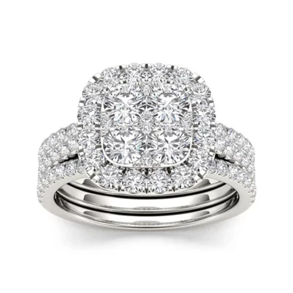2 CT.T.W. Natural Diamond 14K White Gold Bridal Set
