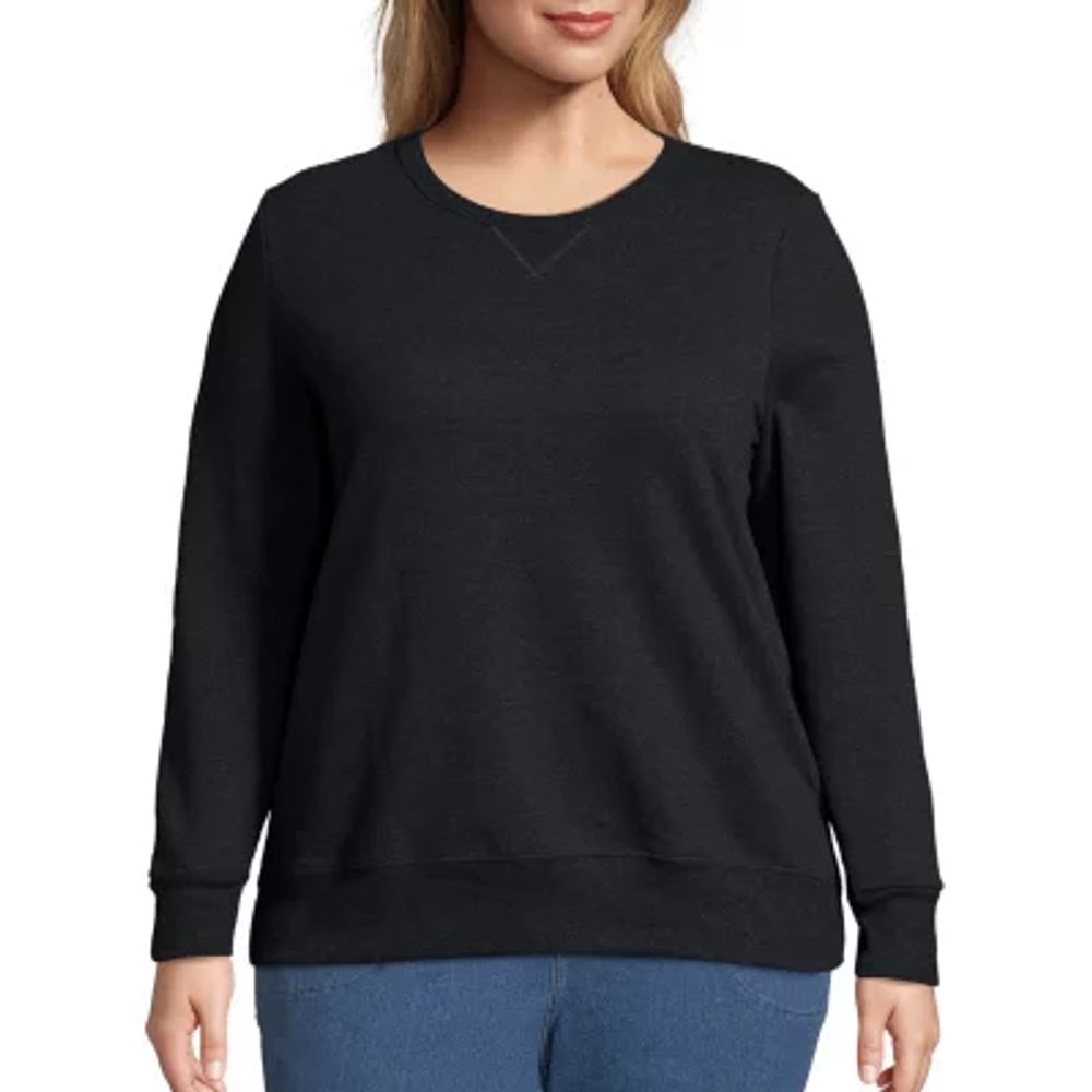 JMS by Hanes Womens Crew Neck Long Sleeve Sweatshirt Plus