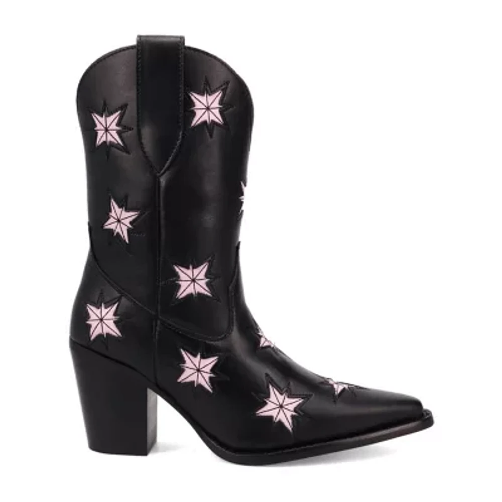 Dingo Womens Starburst Block Heel Cowboy Boots