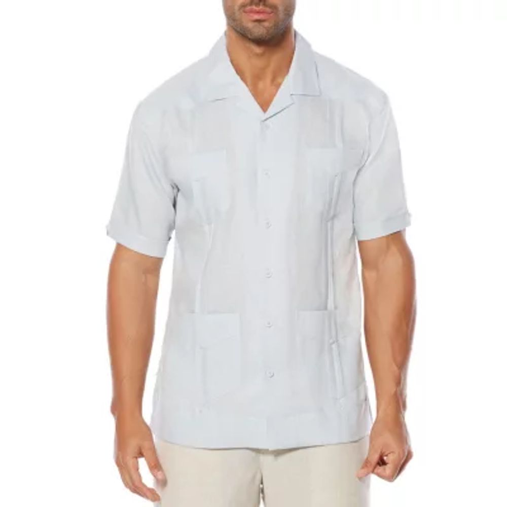 Cubavera Four-Pocket Mini Pintuck Mens Short Sleeve Cuffed Sleeve Regular Fit Button-Down Shirt