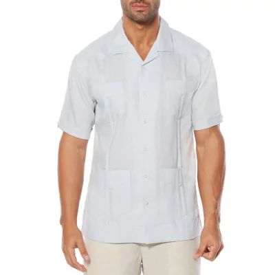 Cubavera Four-Pocket Mini Pintuck Mens Short Sleeve Cuffed Sleeve Regular Fit Button-Down Shirt