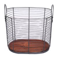Baum Black Wire Basket with Wood Bottom