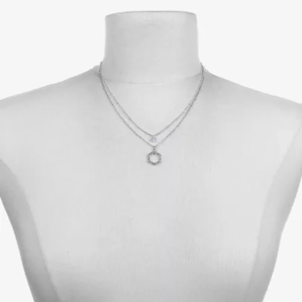 Bijoux Bar Delicates Hexagon Womens 16 Inch Strand Necklace