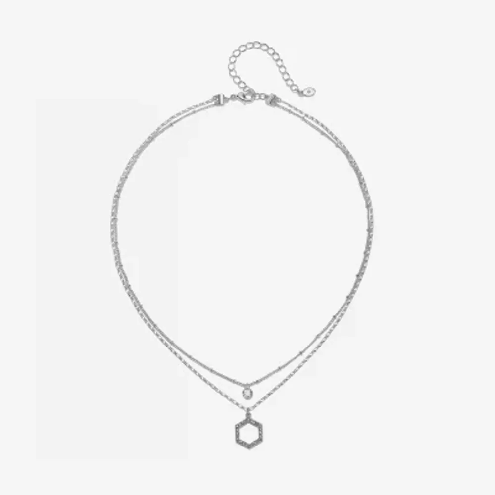 Bijoux Bar Delicates Hexagon Womens 16 Inch Strand Necklace