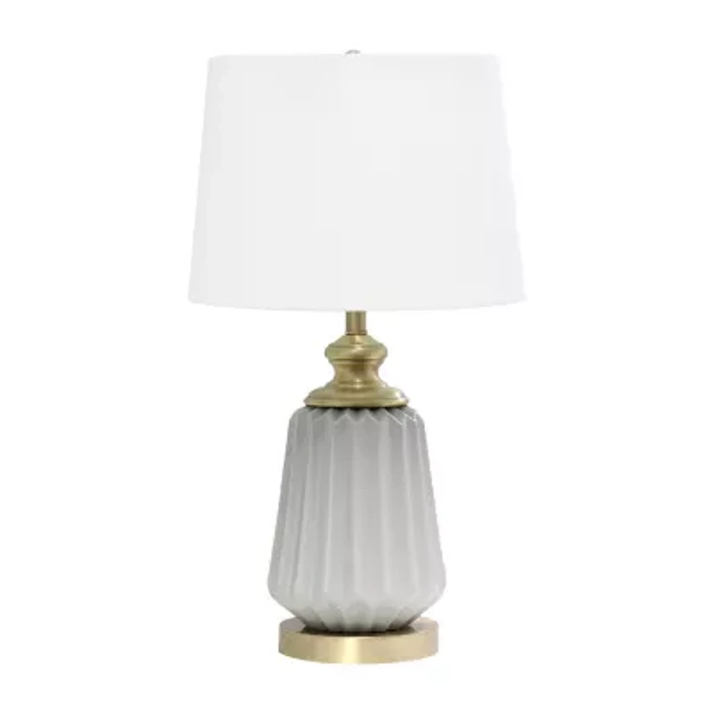 All the Rages 25" Classic Fluted Ceramic And Metal Ceramic Table Lamp