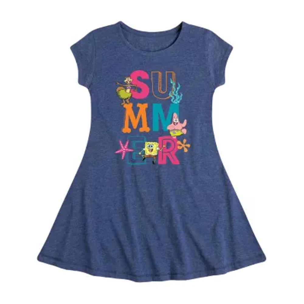 Little & Big Girls Short Sleeve Spongebob A-Line Dress