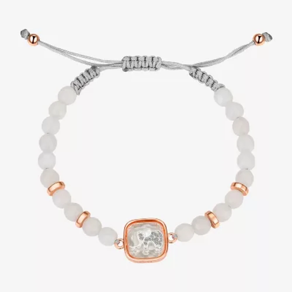 Footnotes Shaker Elephant Womens Cubic Zirconia 14k Rose Gold Over Brass Bolo Bracelet