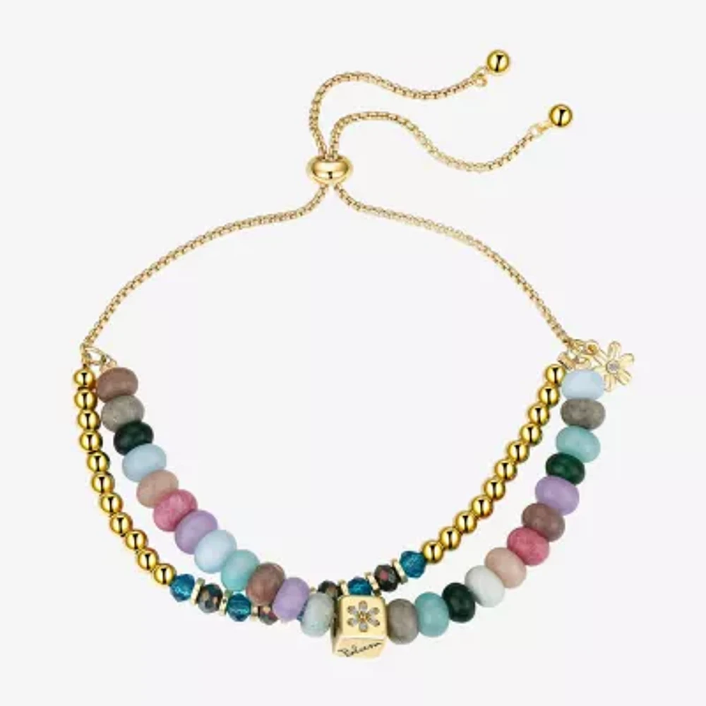 Footnotes Hope Womens Cubic Zirconia 14K Gold Over Brass Flower Bolo Bracelet