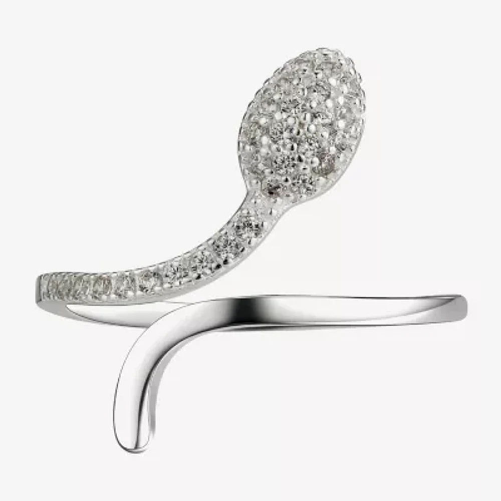 Footnotes Brave Snake Womens Cubic Zirconia Sterling Silver Band