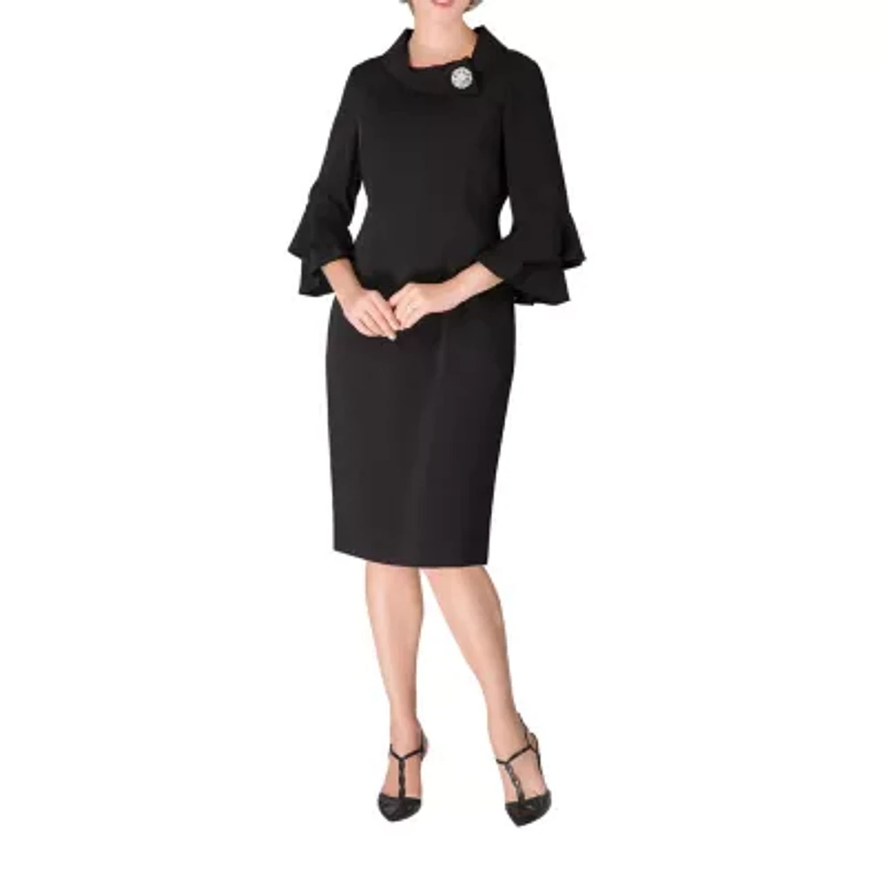 Giovanna Signature Womens Embellished 3/4 Sleeve Shift Dress