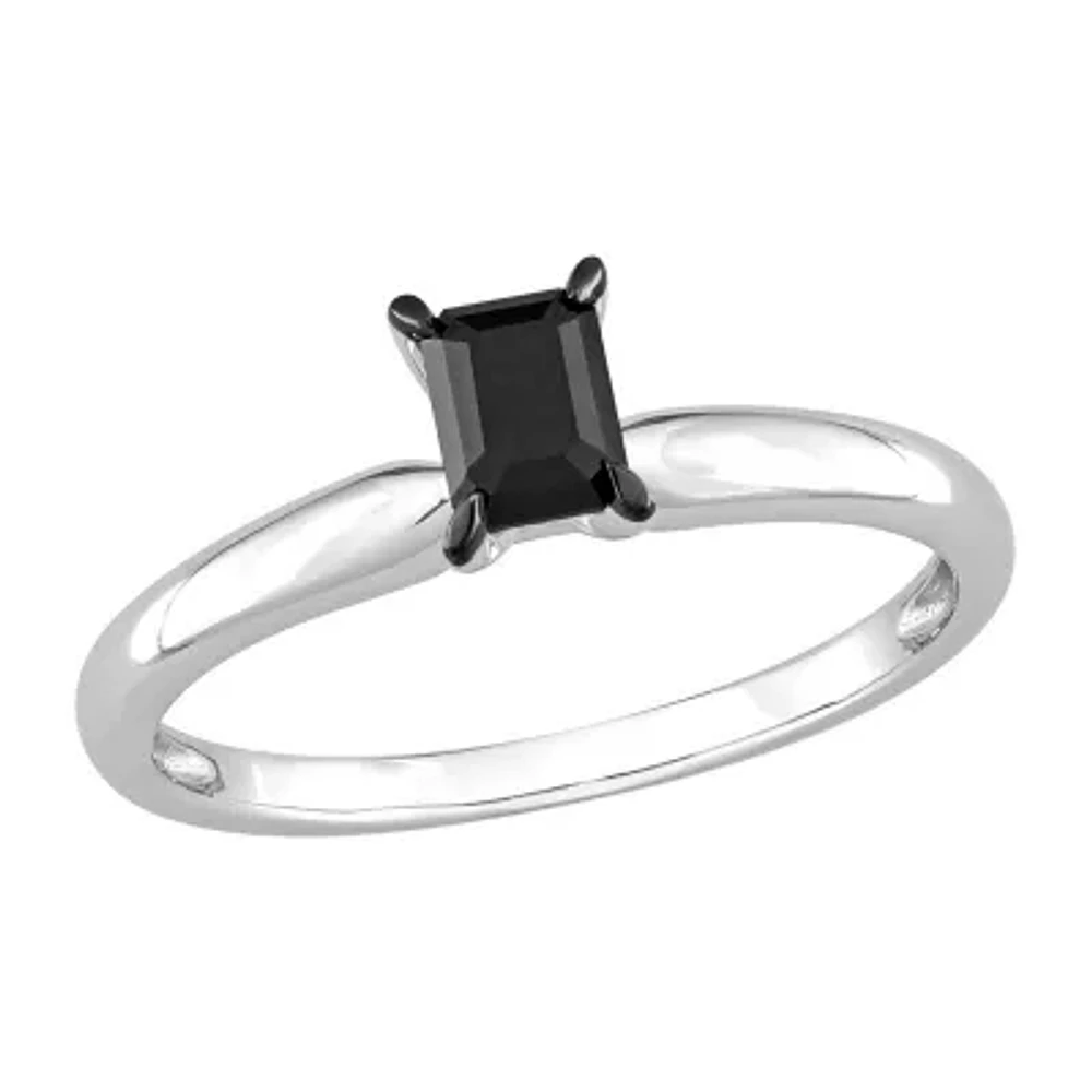 Midnight Black Womens 1/ CT. Natural Diamond 14K Gold Solitaire Engagement Ring