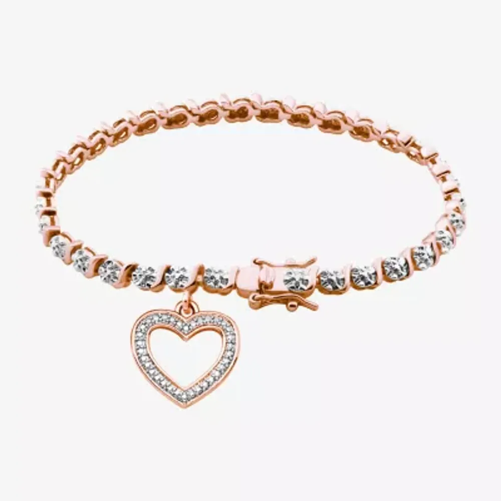 Sparkle Allure Womens Natural Diamond Accent Heart 7.25 Inch Tennis Bracelet