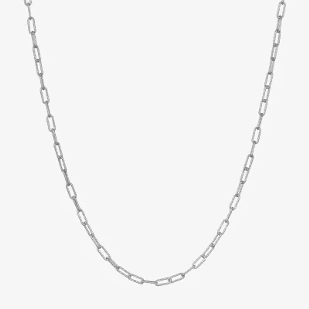 Made in Italy Womens Sterling Silver 22 Inch Paperclip Chain Necklace
