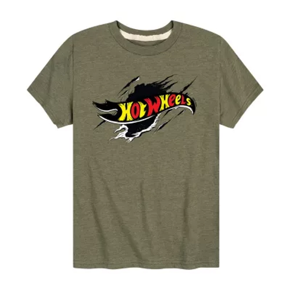 Little & Big Kid Boys Crew Neck Short Sleeve Regular Fit Hot Wheels Graphic T-Shirt
