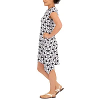 Larky Lark Womens Short Sleeve Geometric A-Line Dress