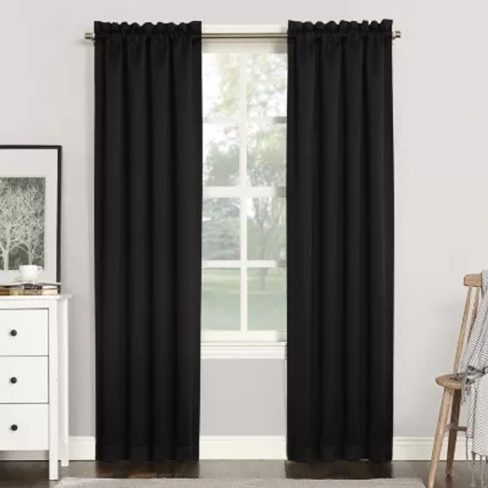 Sun Zero Evan Rod Pocket Energy Saving Blackout Single Curtain Panel