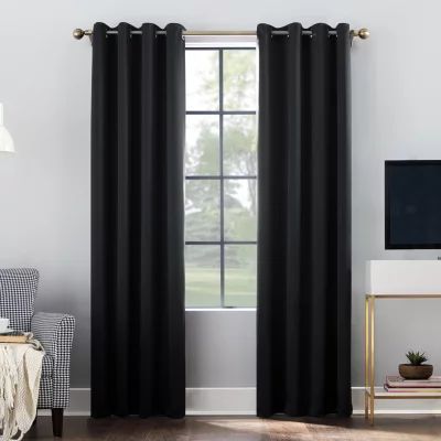 Sun Zero Oslo Grommet Top Energy Saving 100% Blackout Single Curtain Panel