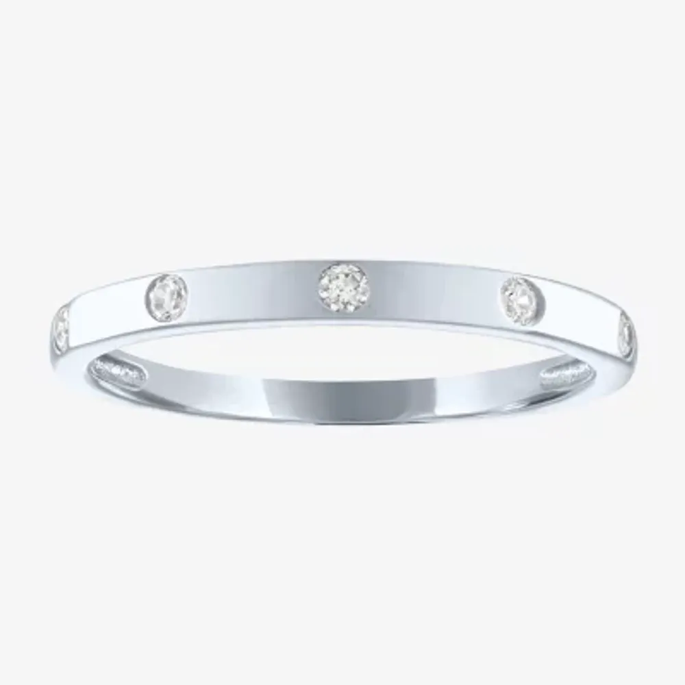 (G-H / Si2-I1) Womens 2MM 1/10 CT. T.W. Lab Grown White Diamond 10K Gold Wedding Band
