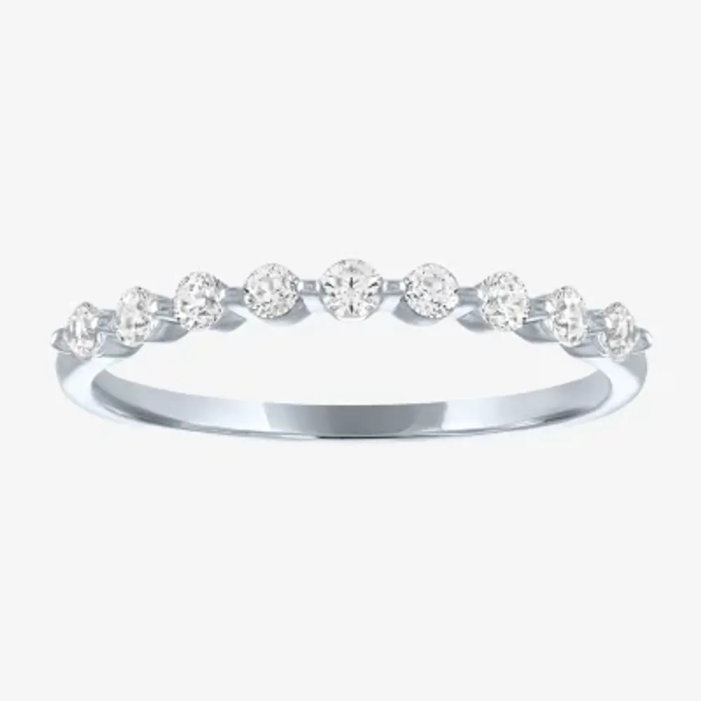 (G-H / Si2-I1) Womens 2MM 1/4 CT. T.W. Lab Grown White Diamond 10K Gold Wedding Band